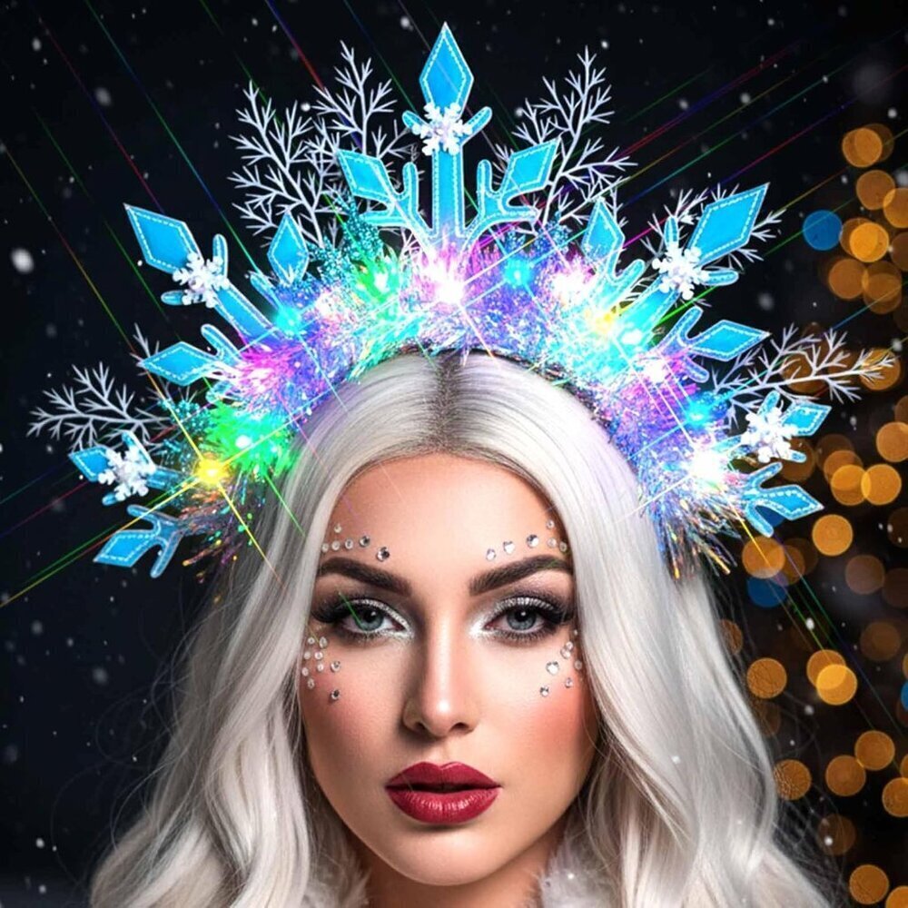 White Snowflake Headband Light Up Winter Ice Princess Hairband Costumed Accessor